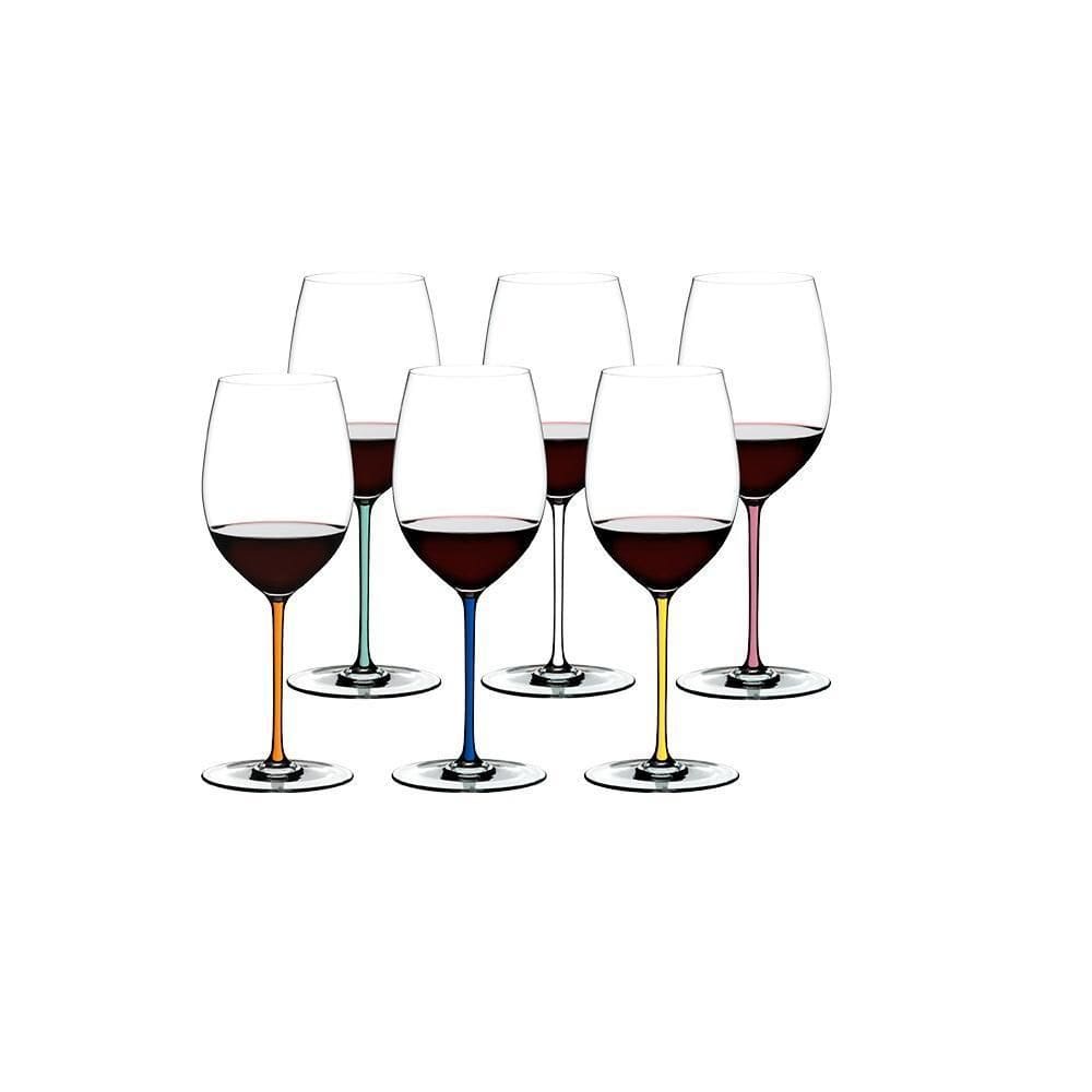 Conjunto 6 Taças De Vinho Fatto A Mano Haste Colorida Riedel
