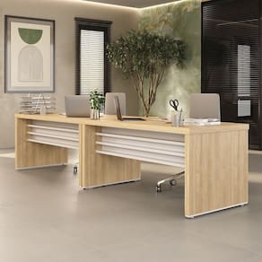 Conjunto para Escritório com 2 Mesas Tamburato 1600 Carvalho/Branco