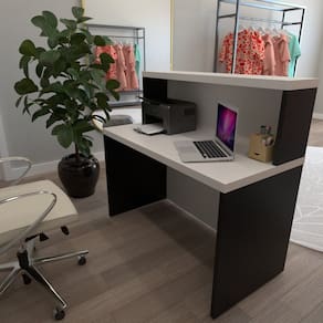 Balcão de Atendimento para Recepção - 120cm de Largura Preto/Branco