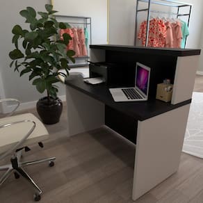 Balcão de Atendimento para Recepção - 120cm de Largura Branco/Preto