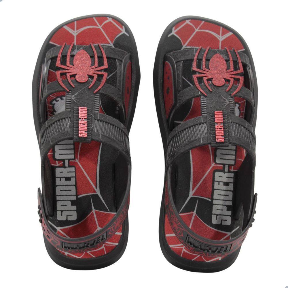 Sandália Infantil Masculina Grendene Kids Homem Aranha Preto/Vermelho + Buggy