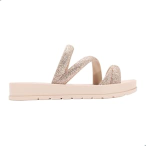 Tamanco Zaxy Infantil Slide Glitter Nude Claro