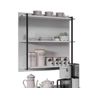 Prateleira Industrial Tripla Cozinha Suspenso de Parede Emi 70,5cm Branco M12 - D`Rossi