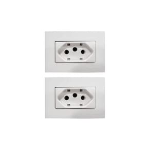 02 Tomada Moveis Margirius 2P T Branca 20A 250V Nbr 14136