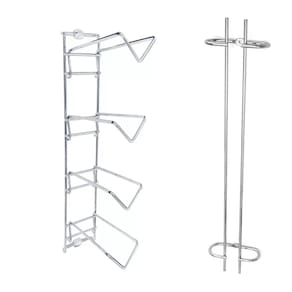 Conjunto Portas Taças 42cm e Suporte Adega de Parede para Garrafa de Vinho Duler Cromado