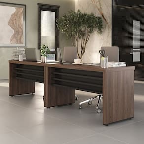 Conjunto para Escritório com 2 Mesas Tamburato 1400 Charuto/Preto
