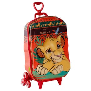 Mochila de Rodinhas 3D Maxtoy Rei Leão Vermelho
