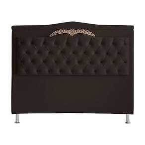 Kit De Cabeceira De Cama Box E Calçadeira Baú Helena King 195 Cm Retro Capitonê Suede Marrom Eli Móveis