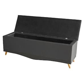 Recamier Calçadeira Baú Helena Queen 160 Cm Botão Encapados Pés Palito Suede Grafite Eli Móveis
