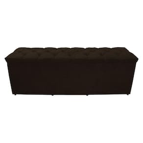 Calçadeira Baú Paris Queen 160 Cm Botão Strass Suede Marrom Eli Móveis