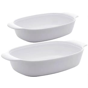 2 Travessas Melamina Branca P e M com Alças Laterais para Servir Arroz Saladas Lyor