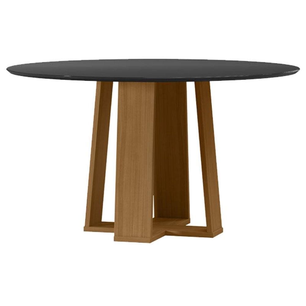 Mesa de Jantar Isabela 135x135 cm com Vidro Ype Preto – New Ceval