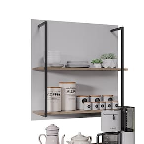 Prateleira Industrial Dupla Cozinha Suspenso Painel Eri 70,5cm Branco/Freijó M12 - D`Rossi