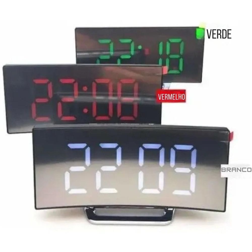 Relógio/Despertador Digital Mesa Luz Led Verde E Temperatura