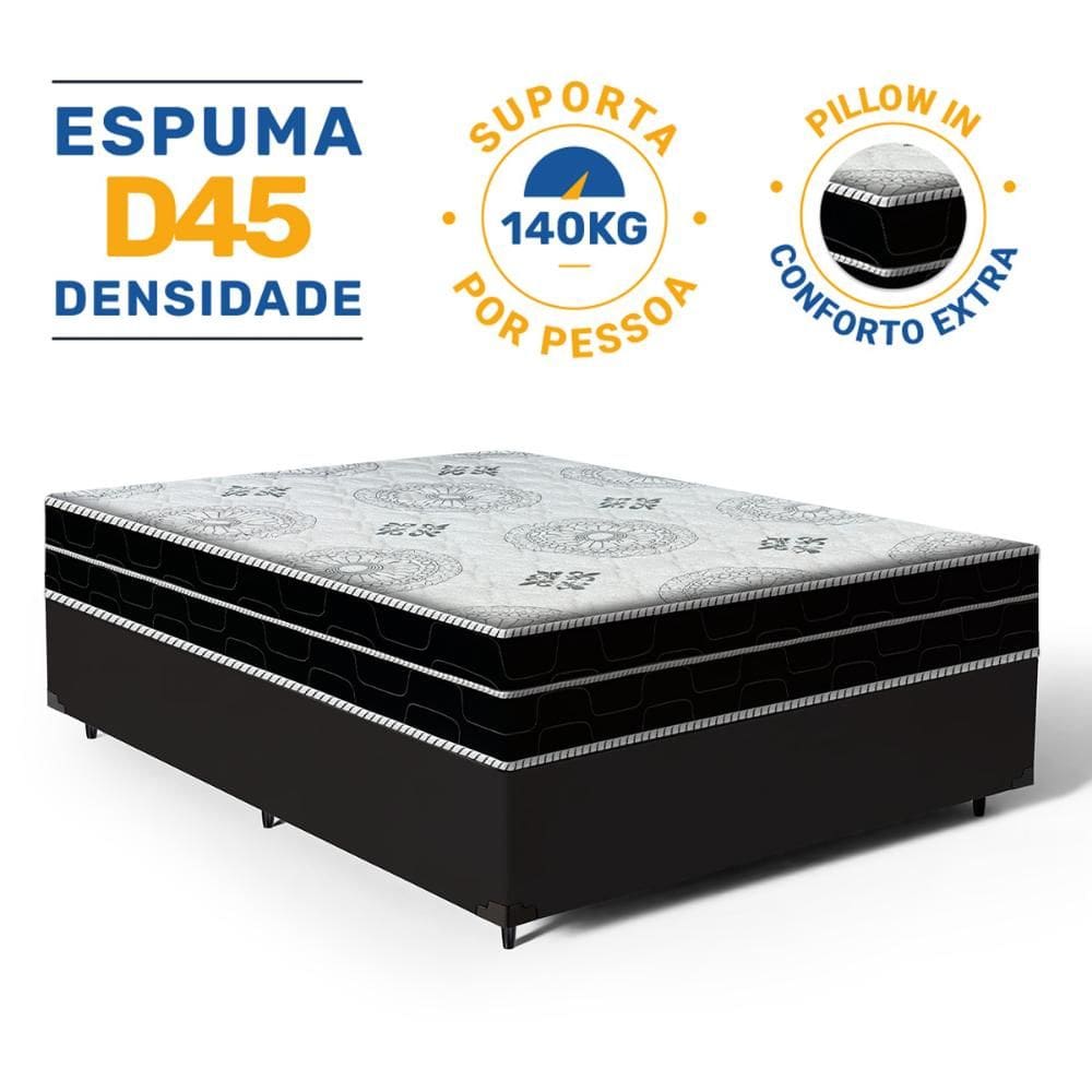 Cama Box com Colchão de Espuma D45 Pillow In Anjos OrtoConfort Casal 138cm