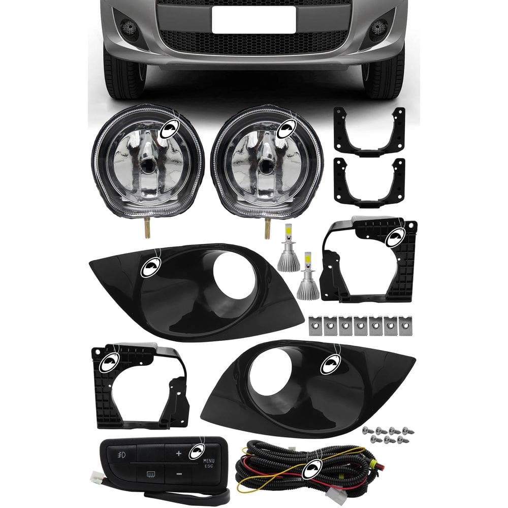 Kit Farol de Milha Neblina Novo Palio G5 2012 a 2017 Botão Painel + Kit Lâmpada Super LED 6000K