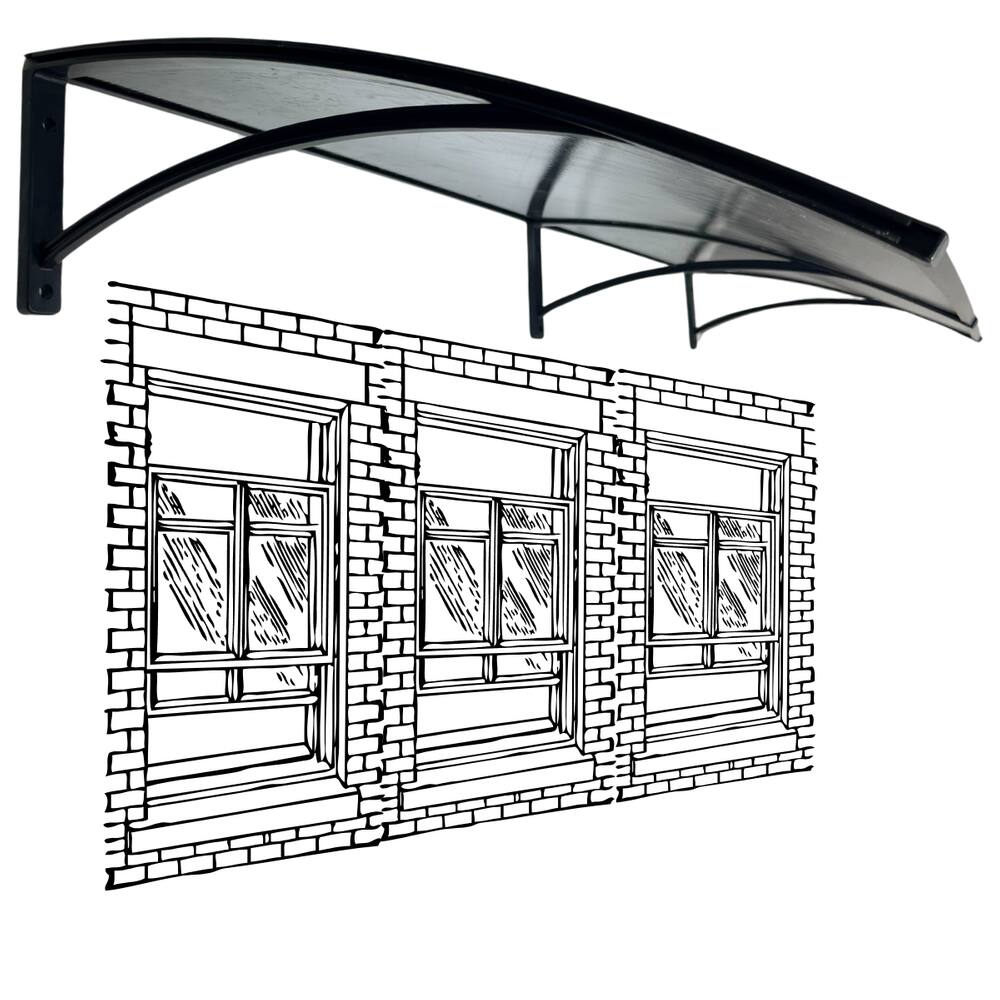 Toldo Policarbonato Fumê e Preto 50 x 150 Janela