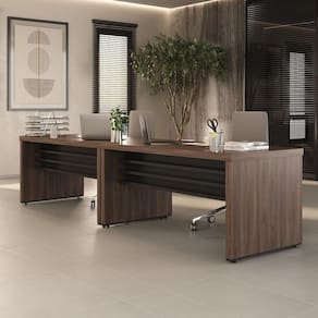 Conjunto para Escritório com 2 Mesas Tamburato 1600 Charuto/Preto