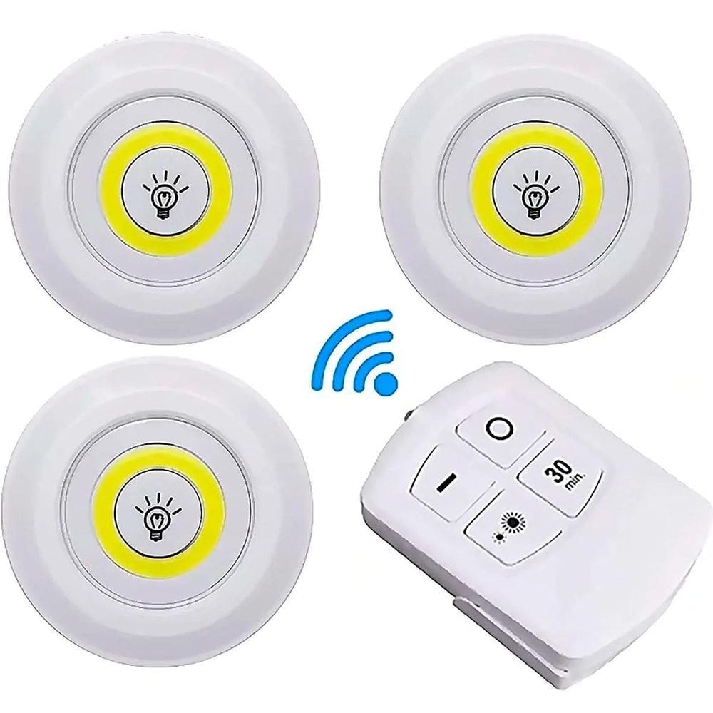 Pack Trio Lâmpadas Led Spot Luminárias Sem Fio Controle