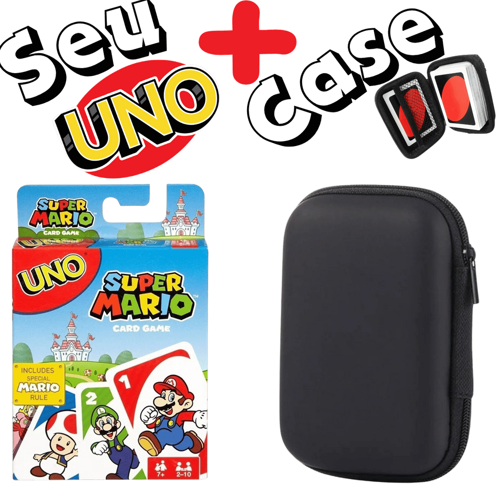 Kit Case + Jogo de Cartas UNO - Super Mario