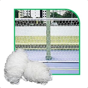 Par De Rede De Futebol Salão Colmeia Fio 6Mm Seda Sports