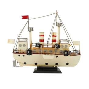 Miniatura Navio Branco 28x10x33cm - Retrô - Tudo em Caixa