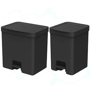 Conjunto 2 Lixeiras de Cozinha com Pedal e Aro Interno 12L e 20L OU Trium Preto