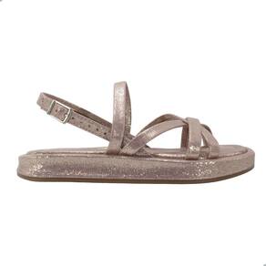 Sandália Molekinha Camurca Metal Glam Rosa Metalizado