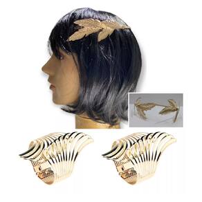 Kit Coroa Deusa Grega Folhas De Louro C/ 2 Braceletes