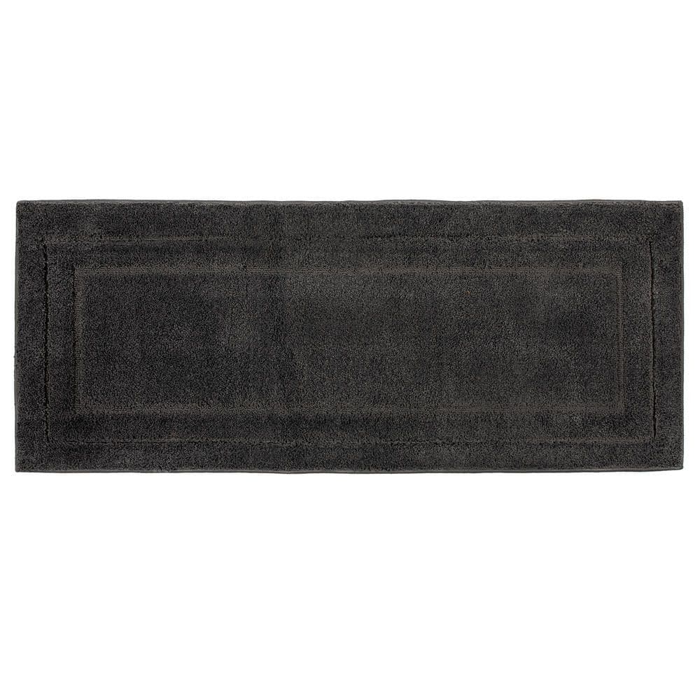 Tapete de Banheiro ou Quarto Microfibra Base Látex Antiderrapante Vizapi Golden 55x140cm Cinza Ébano