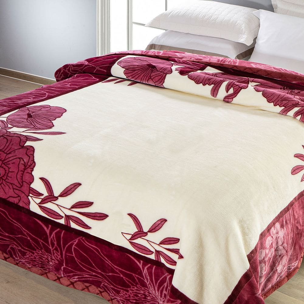 Cobertor Casal Antialérgico Raschel Jolitex 1,80x2,20m Mazurca Vinho