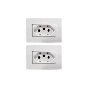 02 Tomada P/ Moveis Margirius 2p+t Branca 10a 250v Nbr 14136