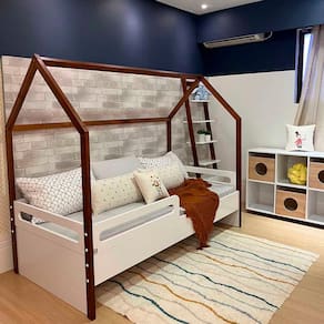Cama Montessoriana Tivoli Com Casinha E Grades De Proteção - Branco