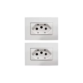 02 Tomada P/ Moveis Margirius 2p T Branca 20a 250v Nbr 14136