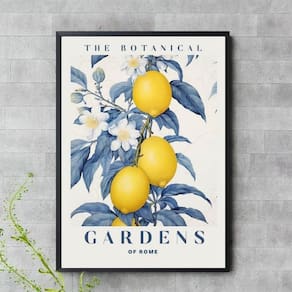 Quadro Botanical Gardens - Azul E Amarelo 45X34Cm