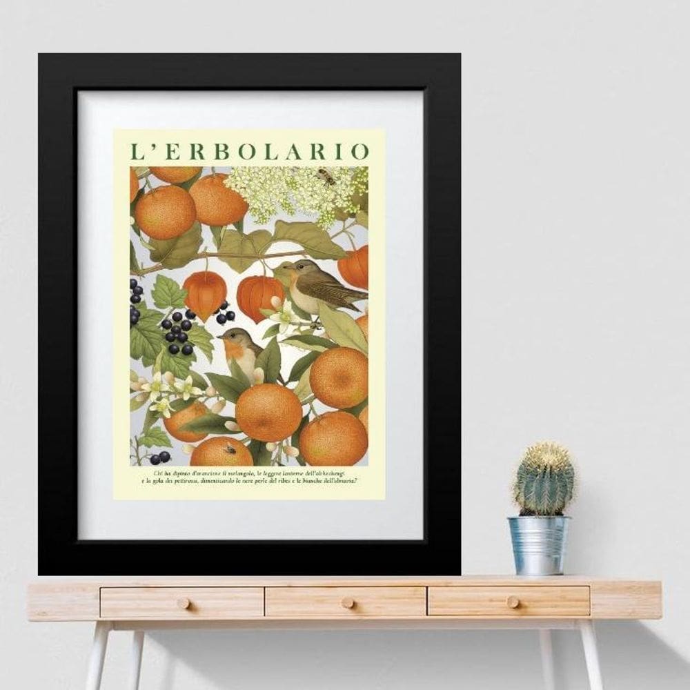 Quadro Pássarinho Com Frutas - 60X48Cm