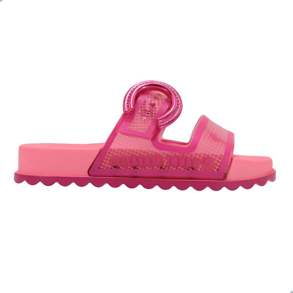 Tamanco Infantil Grendene Kids Barbie Logomania Rosa Transparente