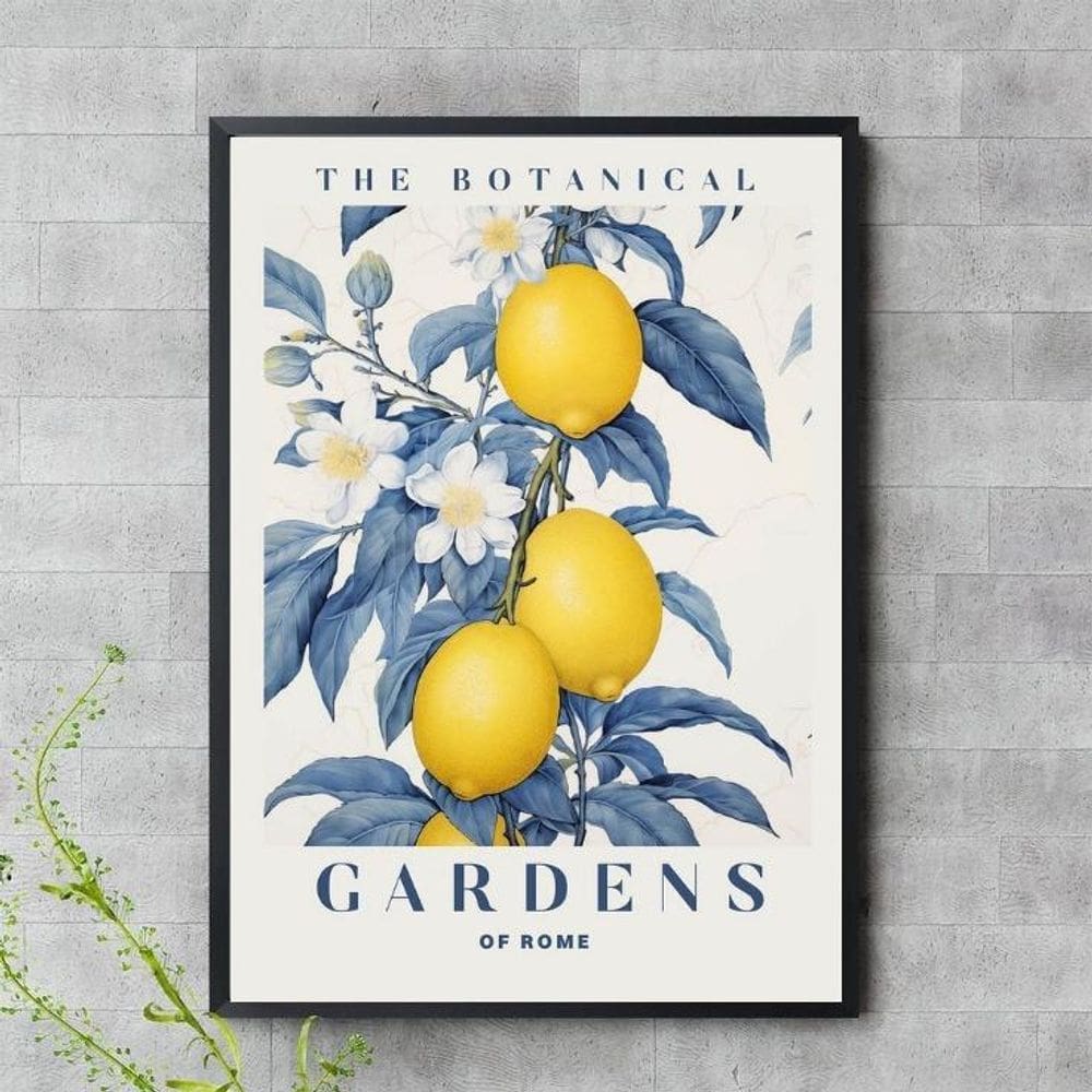 Quadro Botanical Gardens - Azul E Amarelo 33X24Cm
