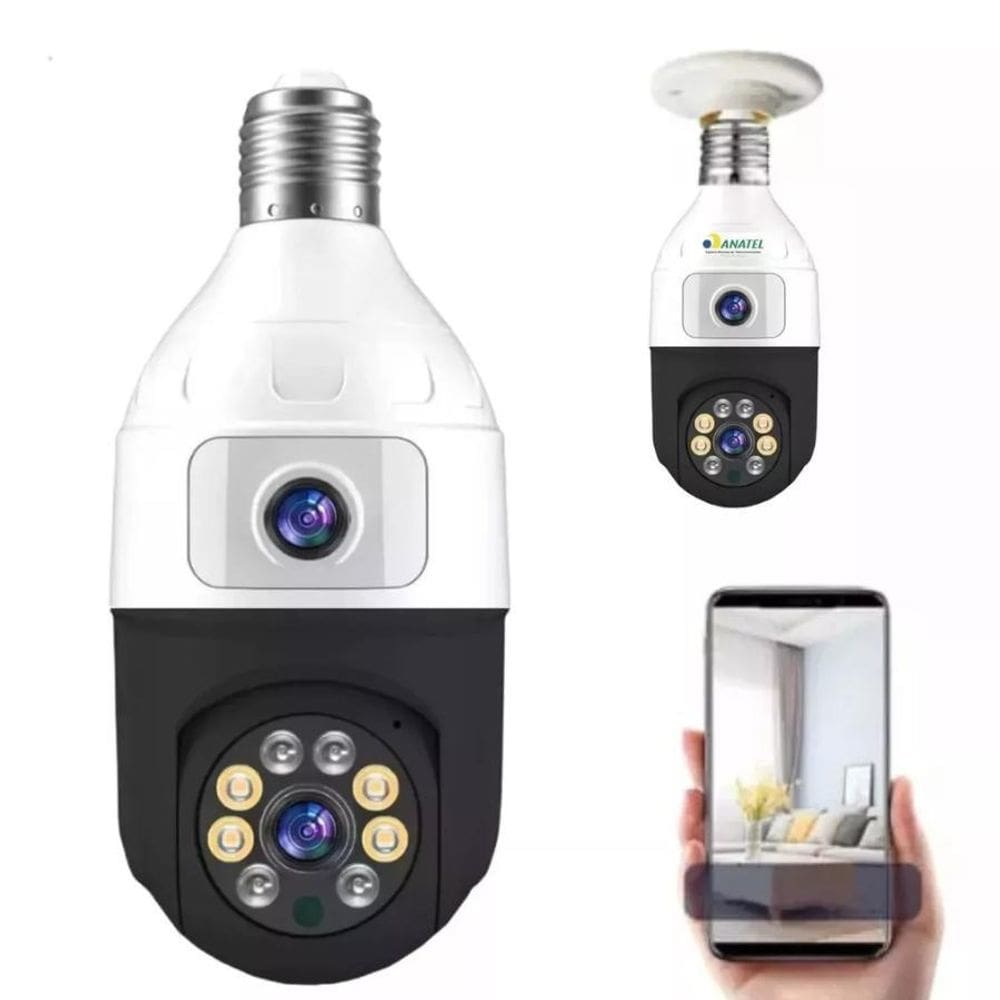 Câmera Lâmpada Wifi Com Visão Noturna E Rastreamento