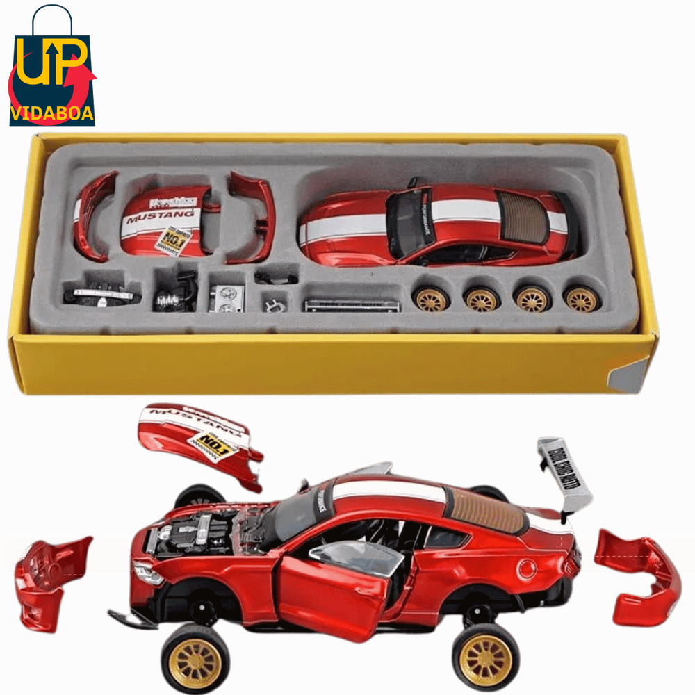 Carro Ford Mustang Vermeho GT 2018 - Miniatura desmontável 1:42 12cm