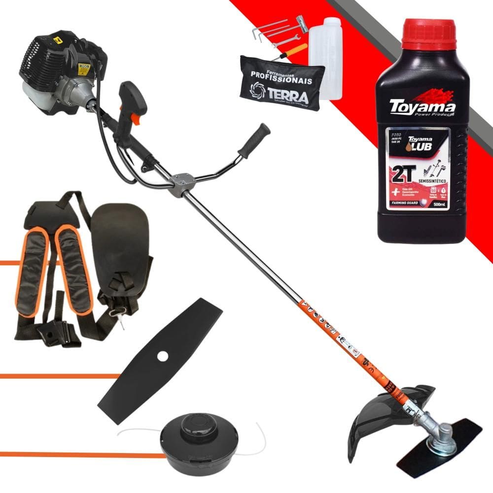 Roçadeira Terra Profissional GRH520 Black Á Gasolina 52cc 2,5Hp Alta Potencia + ÓLEO TOYAMA 2T