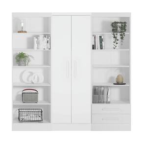 Conjunto de Livreiros 3 Módulos com 2 Portas e 2 Gavetas - Qmovi