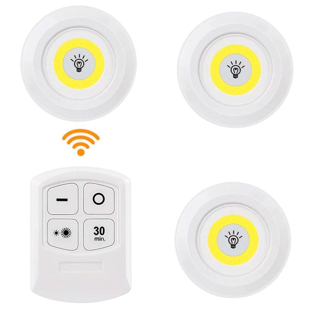 Kit Iluminação 3 Luminárias Led Spot Sem Fio Com Controle