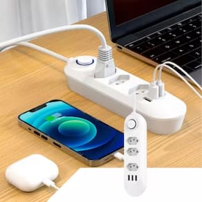 Régua Elétrica 3 Tomadas Usb Reforçada 127V/220V Geladeira