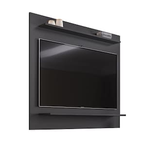 Painel para TV Suspenso 50 Pol 120cm 2 Prateleiras Mercy Preto M12 - D`Rossi