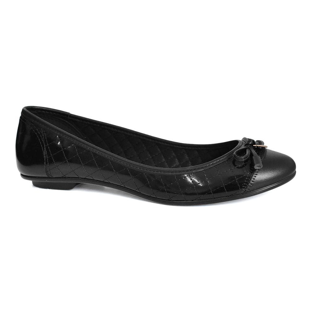 Sapatilha Moleca Bico Redondo Verniz Laço Feminina Preto