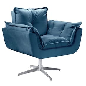 Poltrona Opala Giratória Alumínio Suede Azul Bic