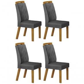 Kit 04 Cadeiras Sala De Jantar Ilheus Madeira Moveis Leifer Freijó,joli Chumbo