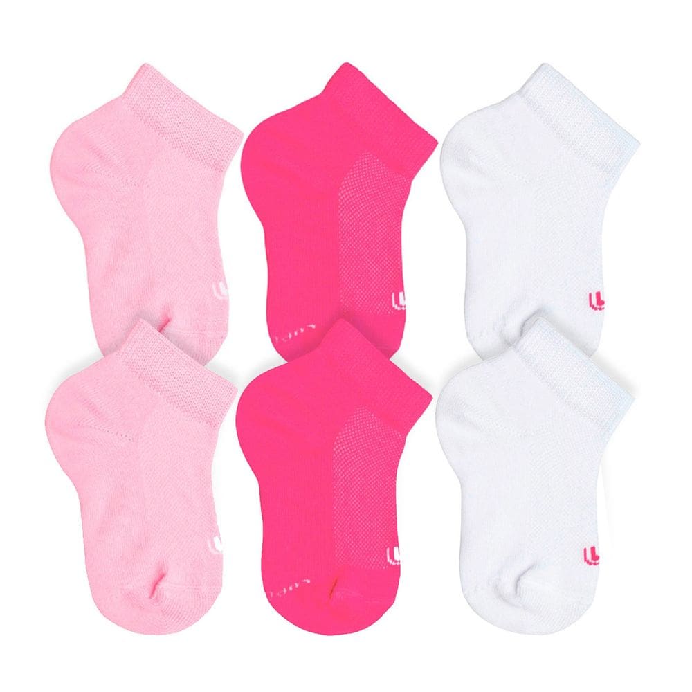 Kit 6 Pares Meia Lupo Infantil Cano Curto Sport Branco Rosa