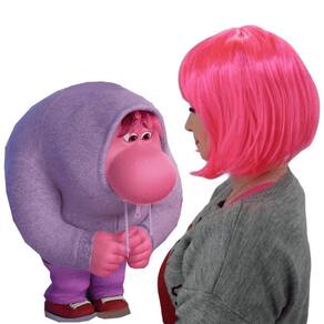 Peruca Curta Rosa Cosplay Divertidamente Emoção Vergonha